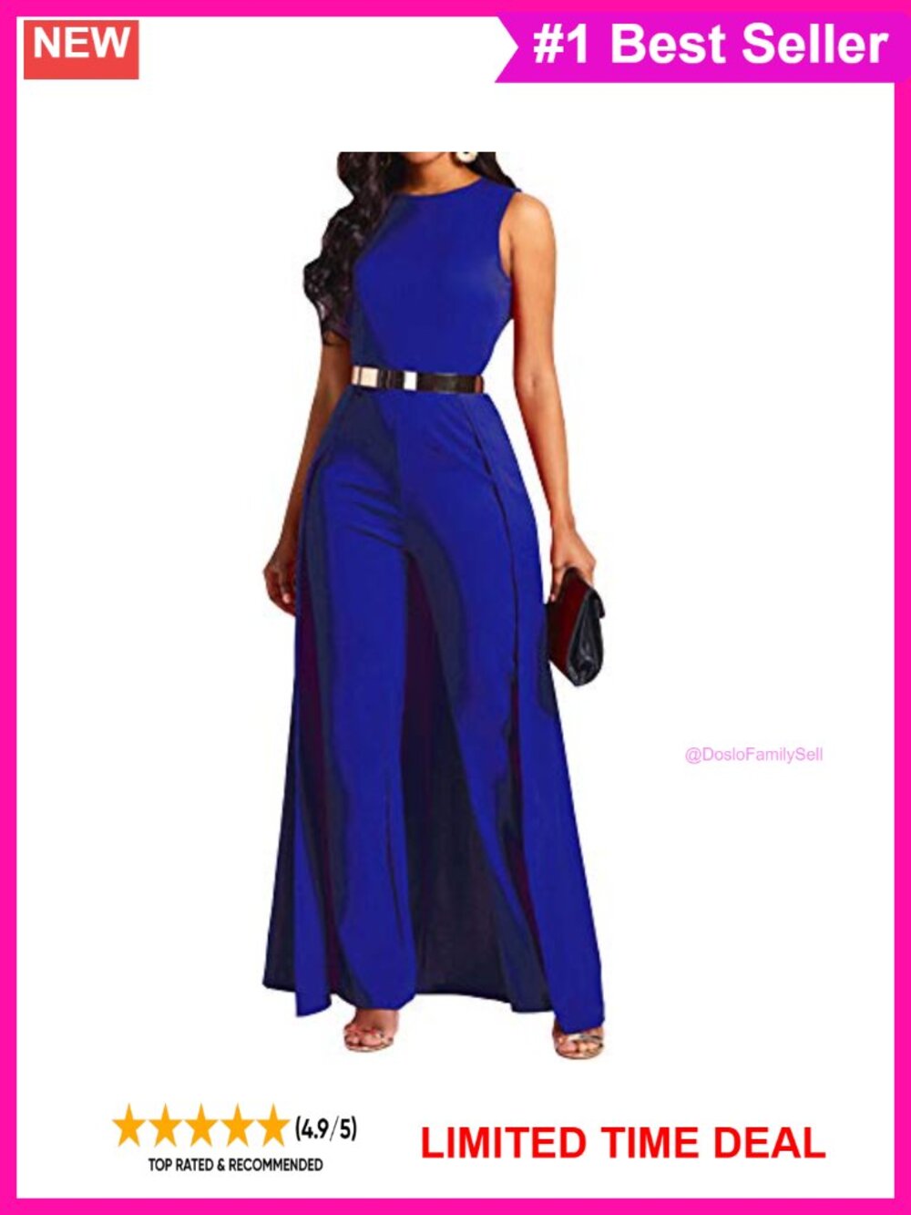 Sleeveless Twilled Satin Jumpsuit Romper High-Waist Party Cocktail